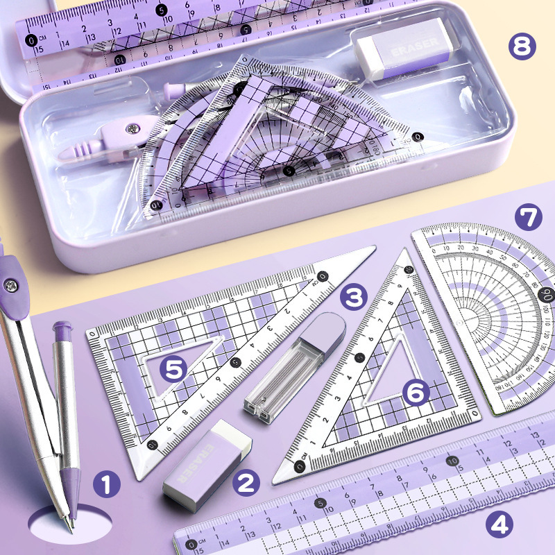 8 Pcs Geometry Set for Student - огляд і ціна Math Geometry Set With Compass